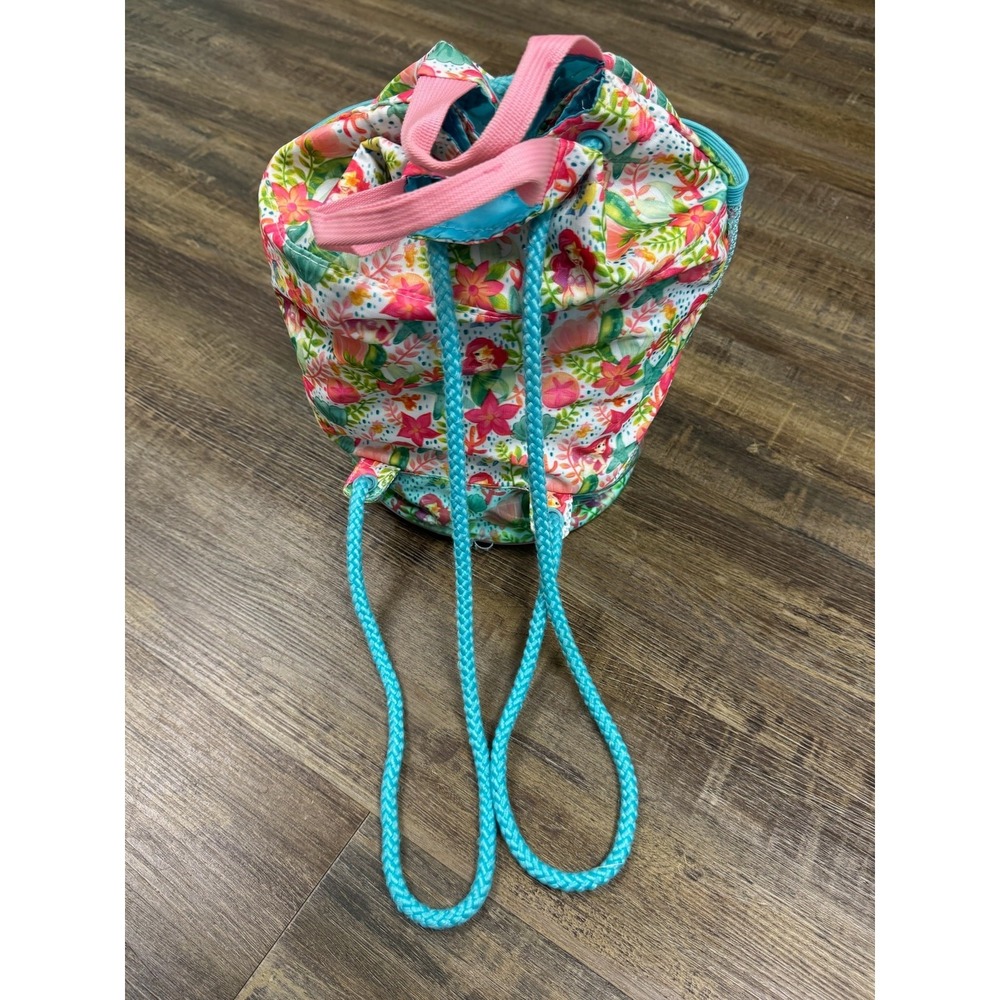 Disney Drawstring Backpack Unisex One Size Multicolor Floral Mesh Pocket - Picture 7 of 16